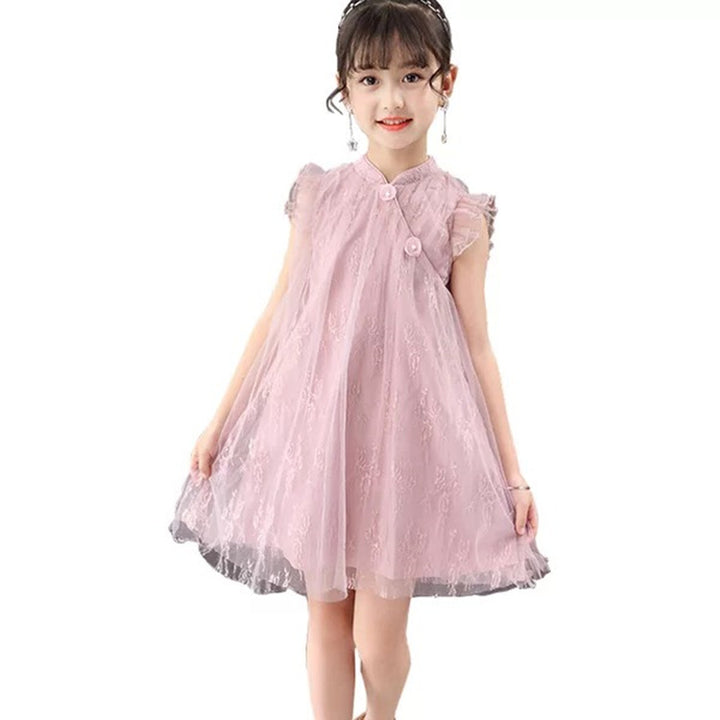Cheongsam Girls' Skirt Mesh Dress Children's Wear