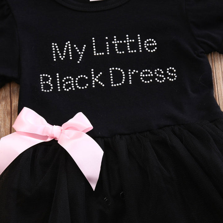 Toddler Girls Clothing Outfit Little Black Dress  Short Sleeve Princess Onesie With A Bow 6-24 Months