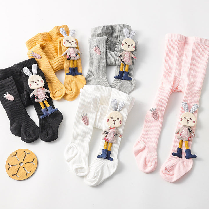 Spring Autumn Kids Knitted Children Pantyhose Cotton Double Needle Tights for Girls Cute Animal Baby Girl Winter Clothes