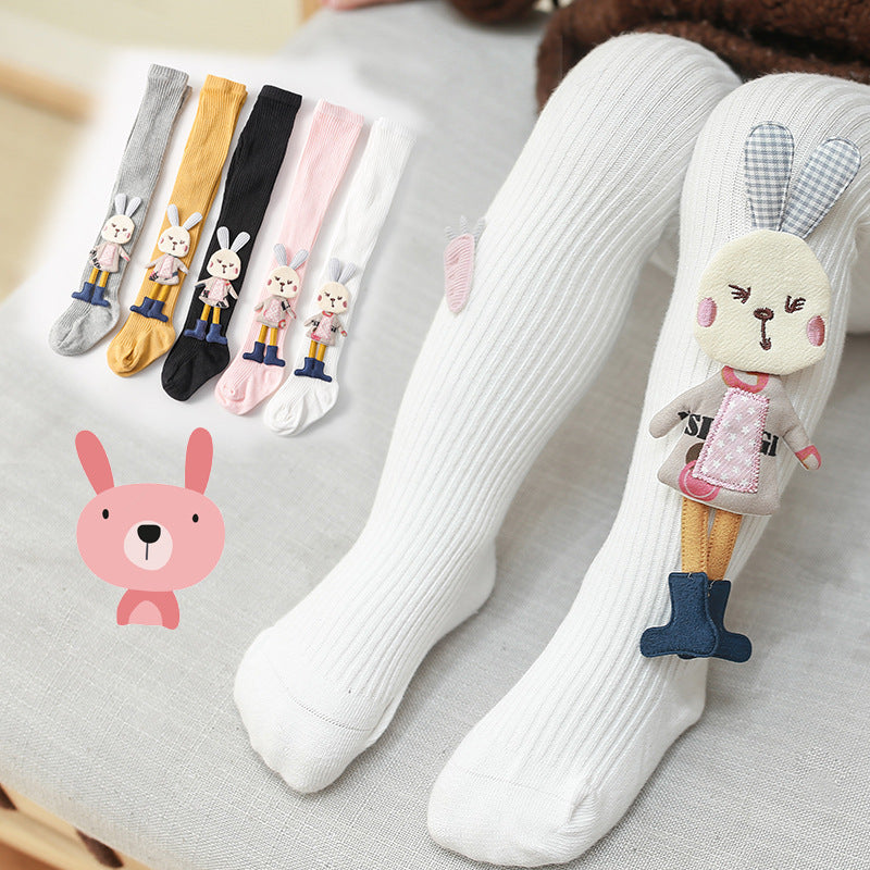 Spring Autumn Kids Knitted Children Pantyhose Cotton Double Needle Tights for Girls Cute Animal Baby Girl Winter Clothes