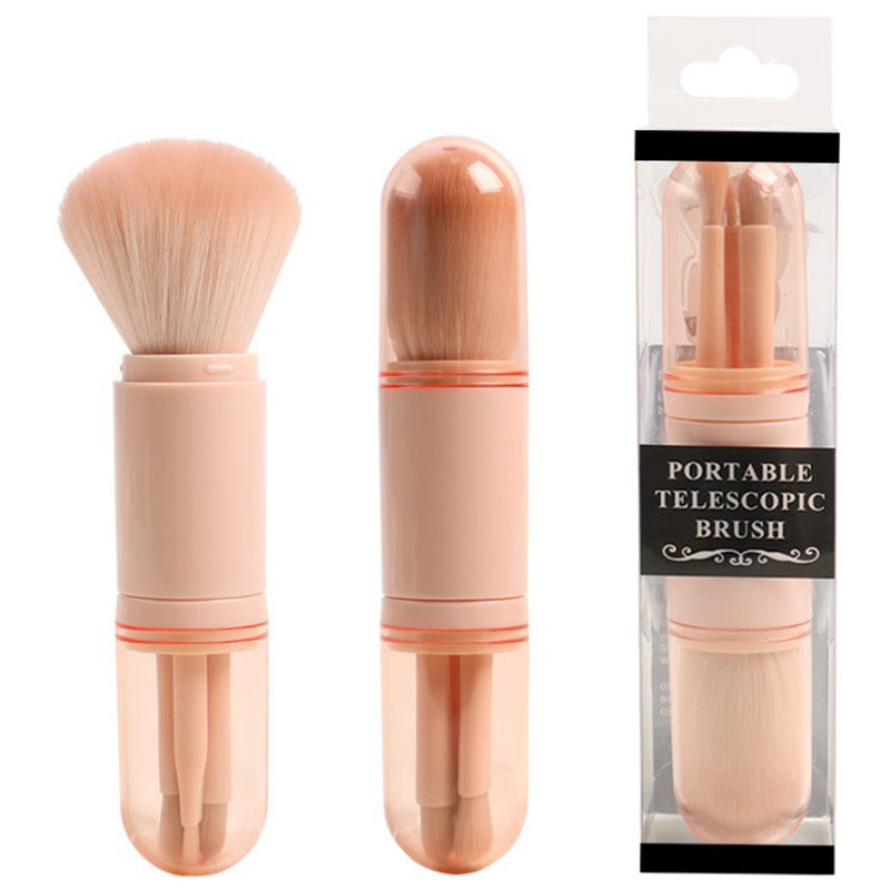 Four in one retractable makeup brush set