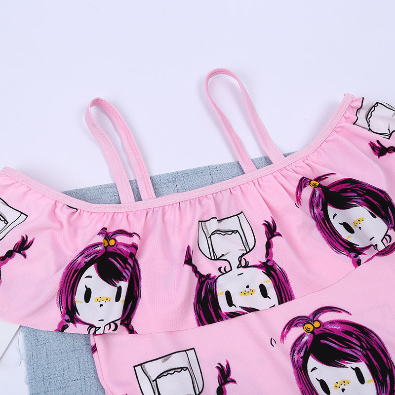 Taobao is selling new children swimsuit fashion cartoon set solid takeaway wholesale swimwear bikinis