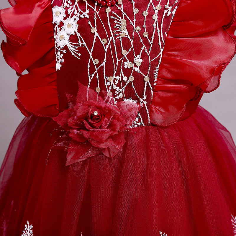 Embroidered Little Flowers Girls Dress Princess Dress