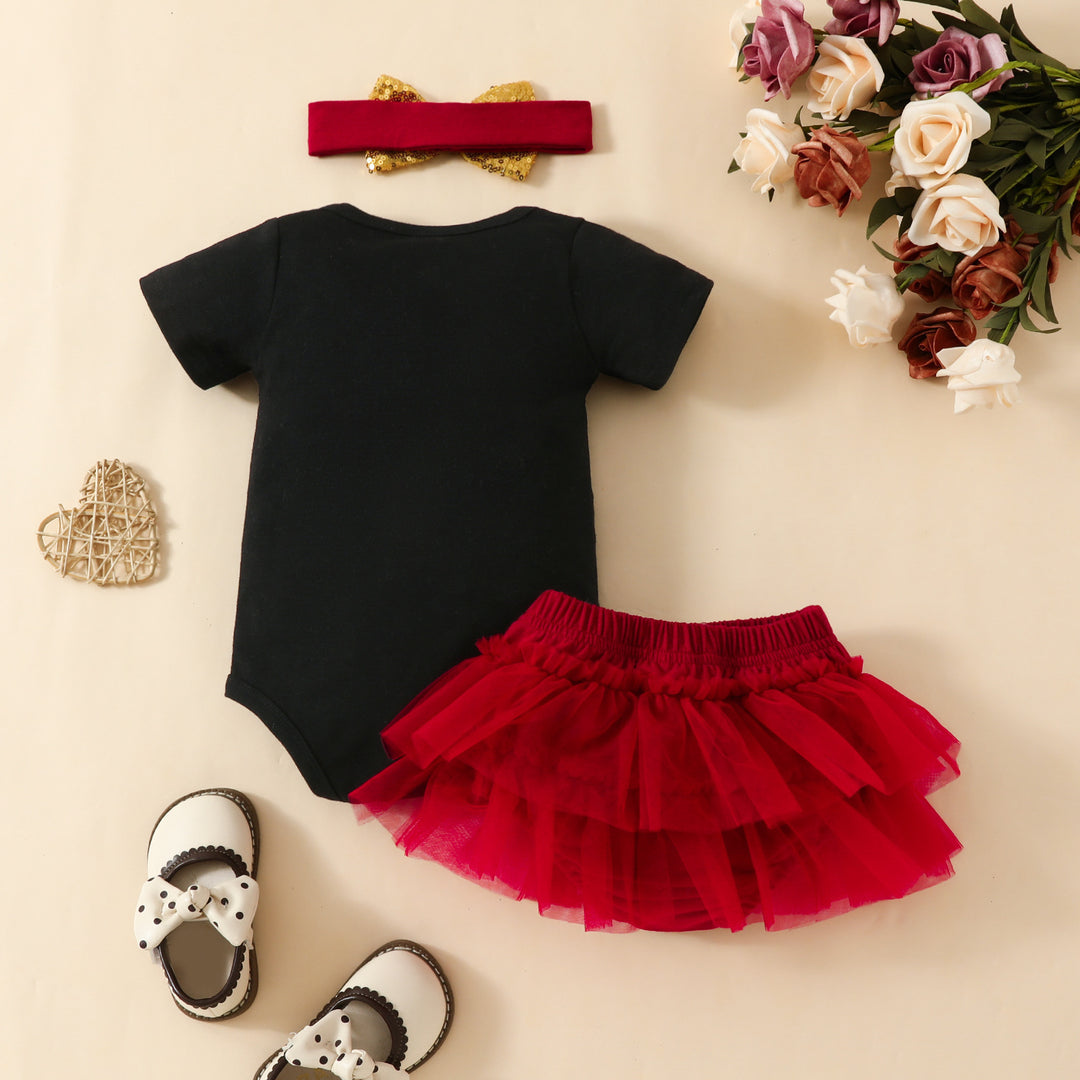 Baby Girl Short Sleeve Triangle Rompers Shorts Suit