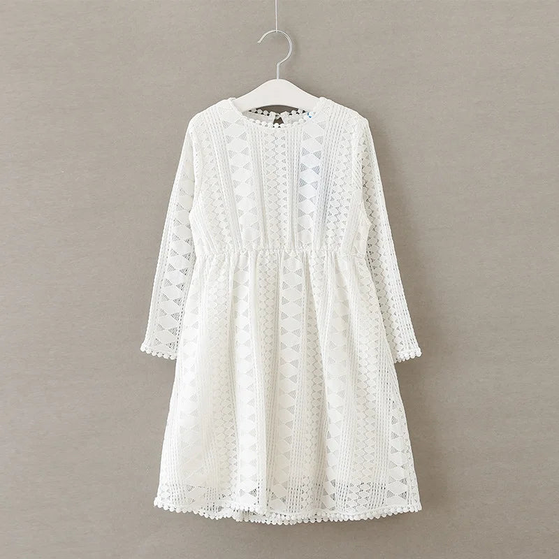 Girl Long Sleeves Lace Cotton Dress