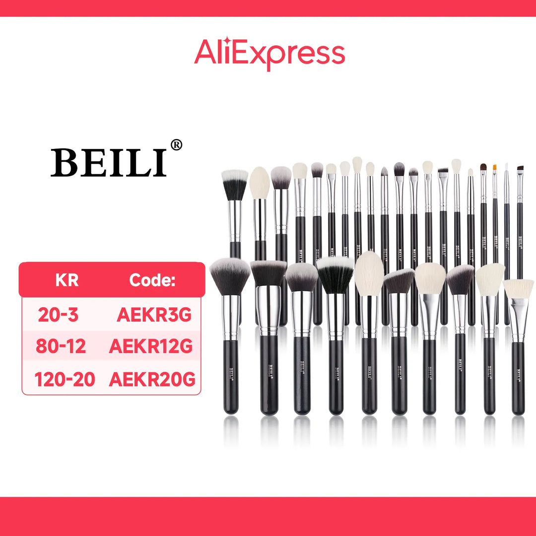 BEILI Black Makeup brushes set