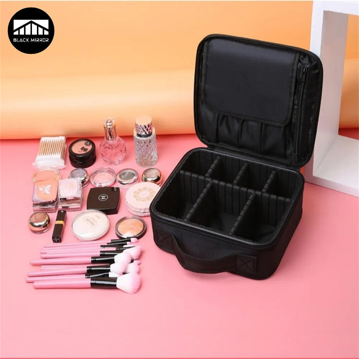Portable Storage Bag with Adjustable Dividers for Cosmetic Beauty Organizer Nail Tool Large Capacity Travel Makeup Case
