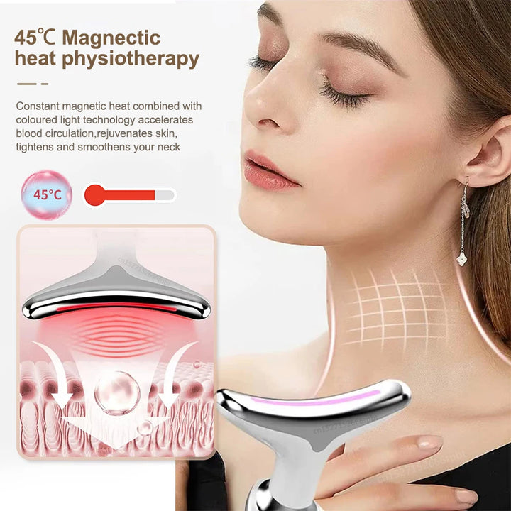 Facial Microcurrent EMS Neck Face Lifting Massager (Neck Face Beauty Skin Tighten Device LED Photon Therapy Anti Wrinkle Remove)r