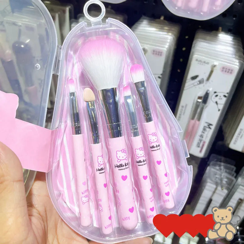 Sanrio Makeup Brush Set Hello Kitty Anime Fashion Jewelry Blush Eyebrow Lip Eyeshadow Brush Beauty Tools Girls Gift With Box