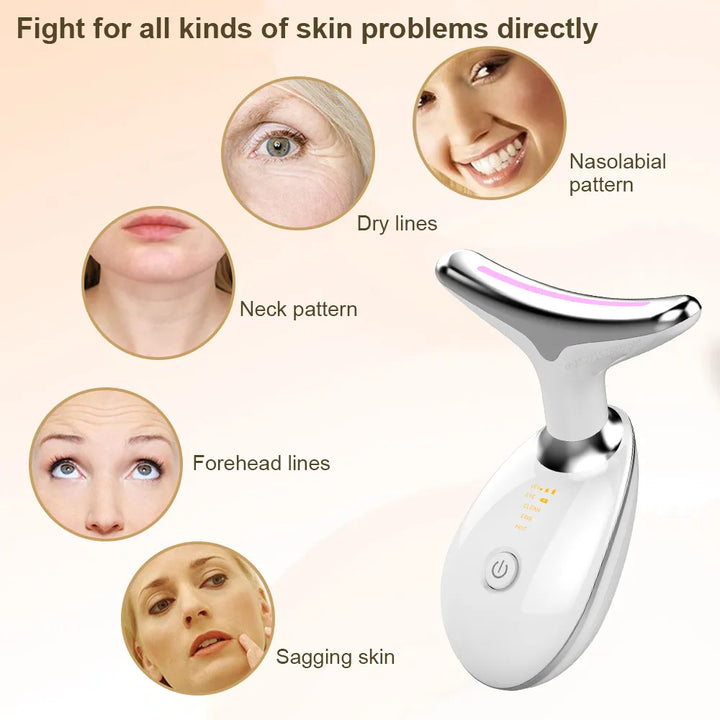 Facial Microcurrent EMS Neck Face Lifting Massager (Neck Face Beauty Skin Tighten Device LED Photon Therapy Anti Wrinkle Remove)r