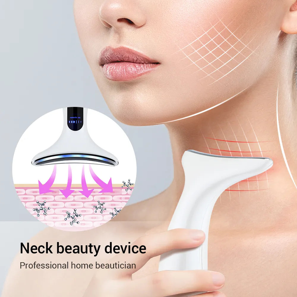 3 Colors LED Photon Therapy Skin Tighten Reduce Double Chin Anti Wrinkle Remove Skin Care Tools
