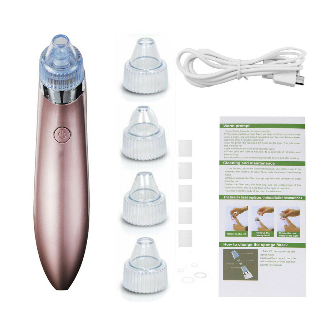 Electric Blackhead Vacuum Pore Cleaner Acne Pimple Remover Strong Suction Tool Electric Blackhead Remover Pore Vacuum Suction Diamond Dermabrasion Face Cleaner