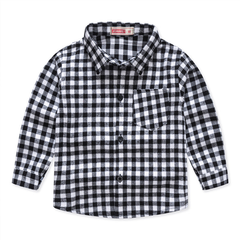 Boys And Girls Plaid Shirts Handsome Tops For Middle And Small Children