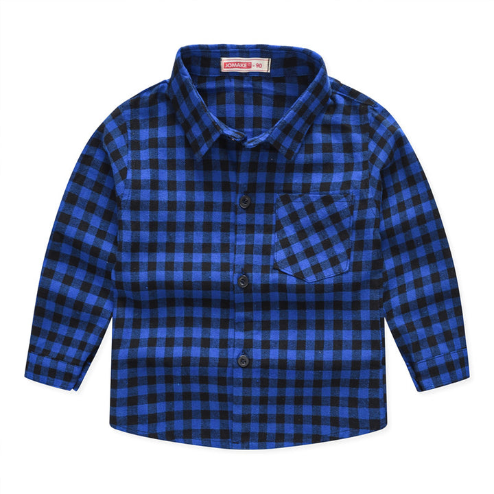 Boys And Girls Plaid Shirts Handsome Tops For Middle And Small Children